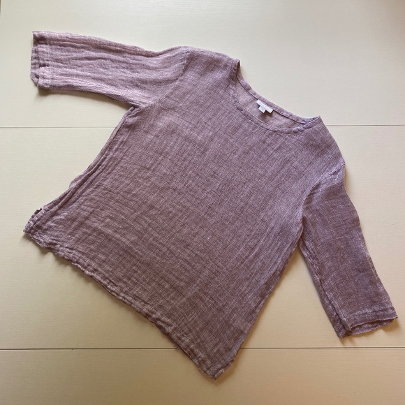 J. Jill Women's PureJill 100% Linen 3/4 Sleeve Boho Sheer Top Size Small - Picture 3 of 13